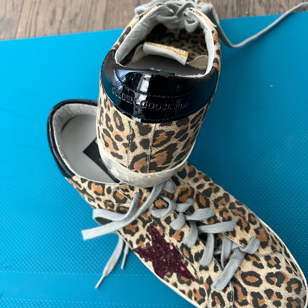 Golden Goose. Never worn. Brien leopard print. Sparkle star. So cute!
